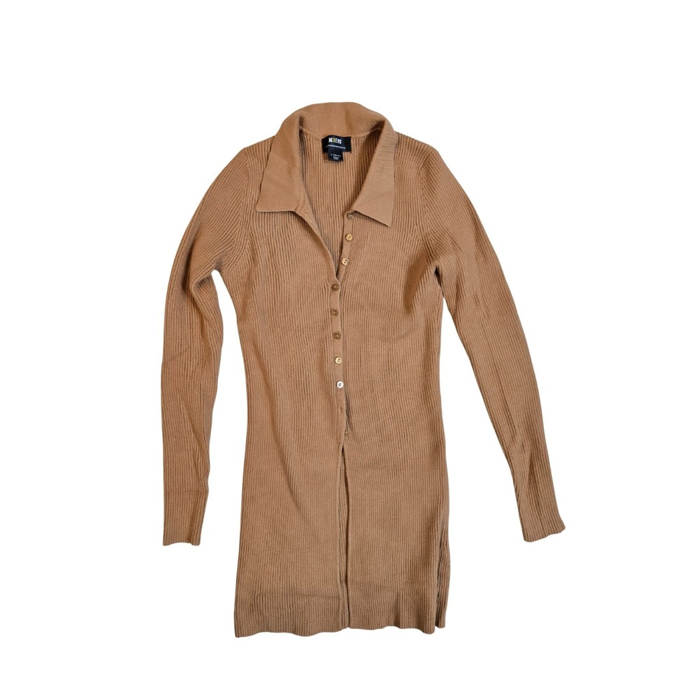 Maeve by Anthropologie Ribbed Slim Collared Brown Cardigan Sweater Size XS EUC